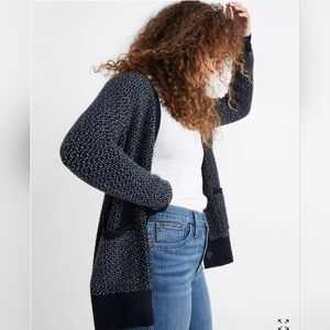 Madewell Bird's Eye Maysfield Cardigan Sweater in Coziest Yarn Womens Small